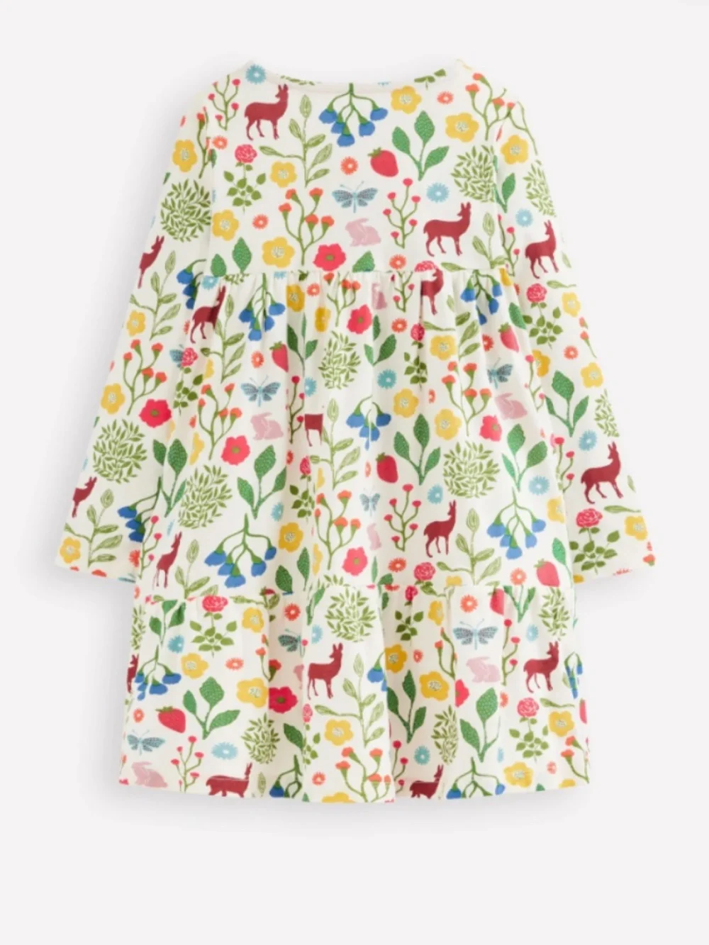 Mini Boden - Ivory Woodland Walk Ariel Long Sleeve Twirly Dress, Size 8-9y